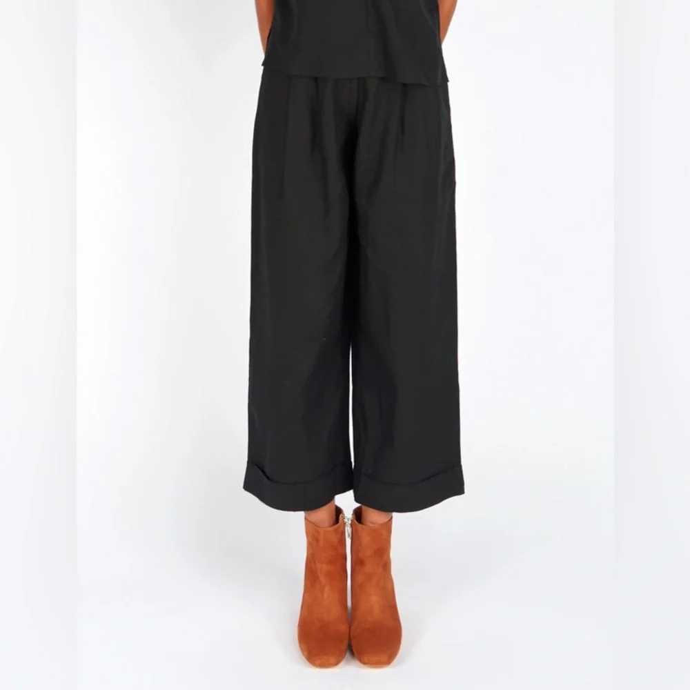 Ali Golden Raw Silk Roll Cuff Pant - Picture 3 of 8